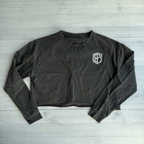 Born Primitive Training Crop Long Sleeve Shirt Dark Heather Grey Size S - Picture 2 of 8